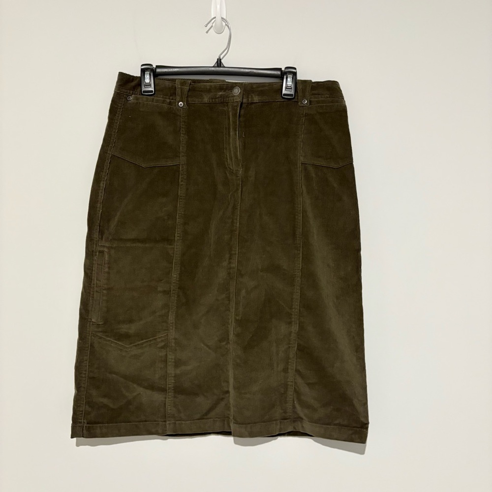 Woolrich‎ corduroy midi skirt dark olive green size 12